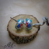  Сребърни обеци с цветен емайл - E-12581
